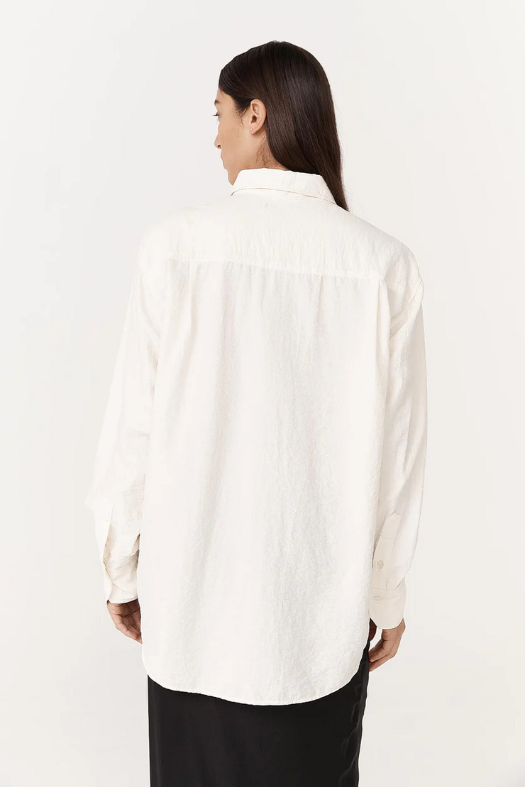 Rowie Ramona Silk Long Sleeve Shirt // Creme
