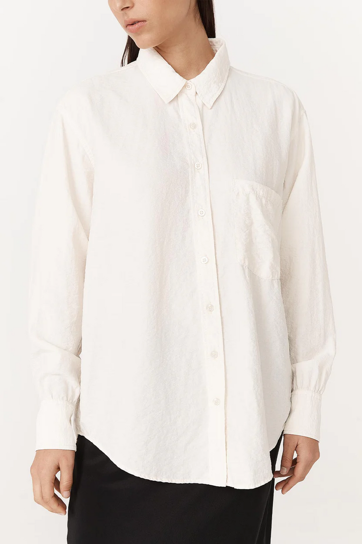 Rowie Ramona Silk Long Sleeve Shirt // Creme