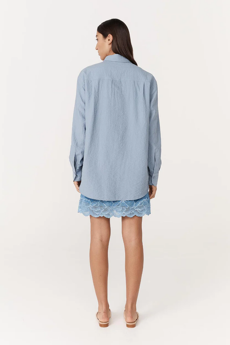 Rowie Ramona Silk Long Sleeve Shirt // Periwinkle