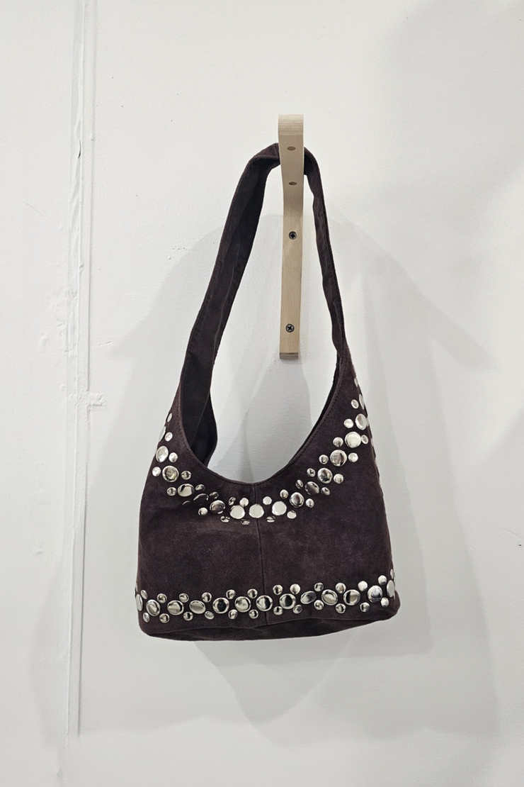 Mafi Small Studded Suede Bag // Espresso