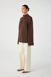 Arcaa Ida Funnel Neck Sweater // Espresso