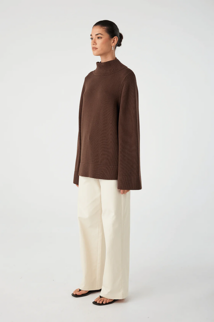 Arcaa Ida Funnel Neck Sweater // Espresso