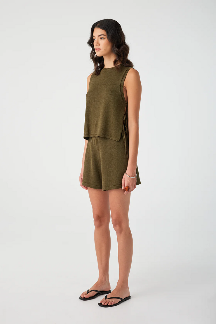 Arcaa Poppy Cotton Linen Tank // Olive