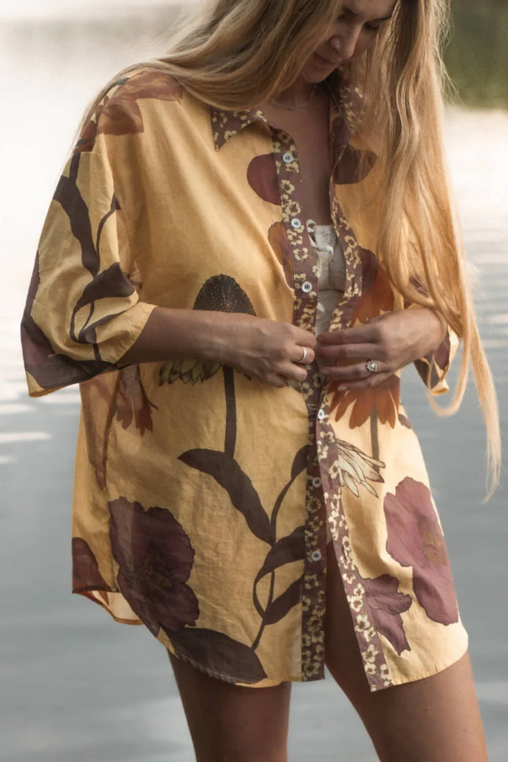 Wandering Folk Glades Over Swim Shirt // Chamomile