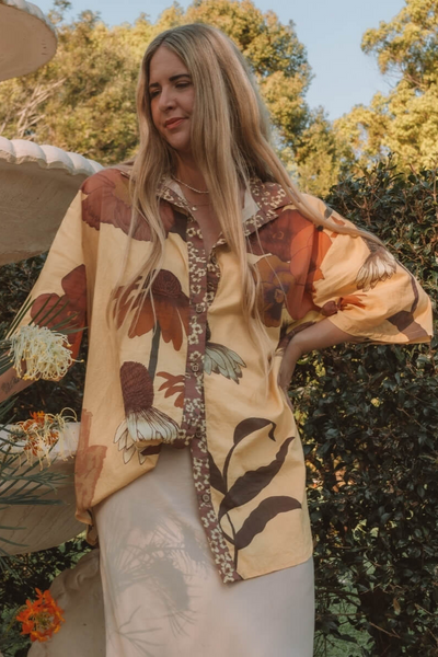 Wandering Folk Glades Over Swim Shirt // Chamomile