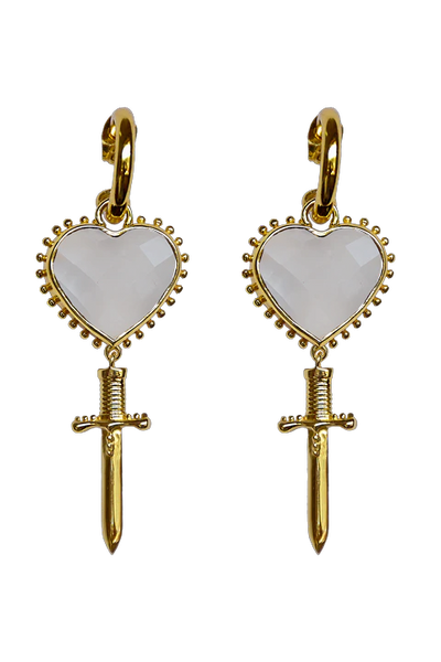 Mountain & Moon Juliet Heart Dagger Earrings // Crystal Quartz