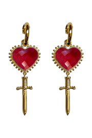 Mountain & Moon Juliet Heart Dagger Earrings // Ruby